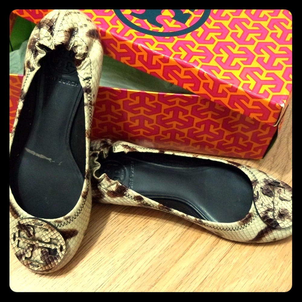 Tory Burch Reva-Monarch snake print shoes